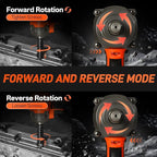 COMOWARE 650N.m (480 ft-lbs) Cordless Impact Wrench, 1/2" Brushless High Torque Impact Gun, 20V 4.0Ah Battery & Fast Charger, 6 Sockets w/case, 3-Speed Control (0-3000RPM) for Car, Truck RV, Mower