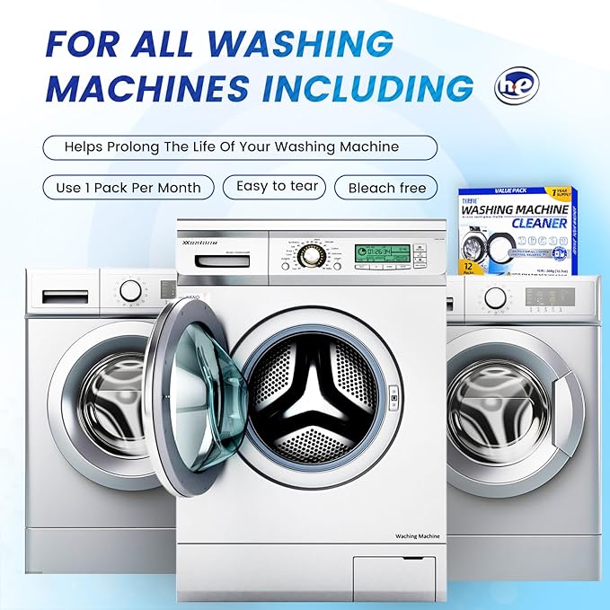 Washing Machine Cleaner Powder - 24 Month Supply, Deep Clean Descaler & Odor Eliminator, Eco-Friendly Formula for All Machines (24 Pack)