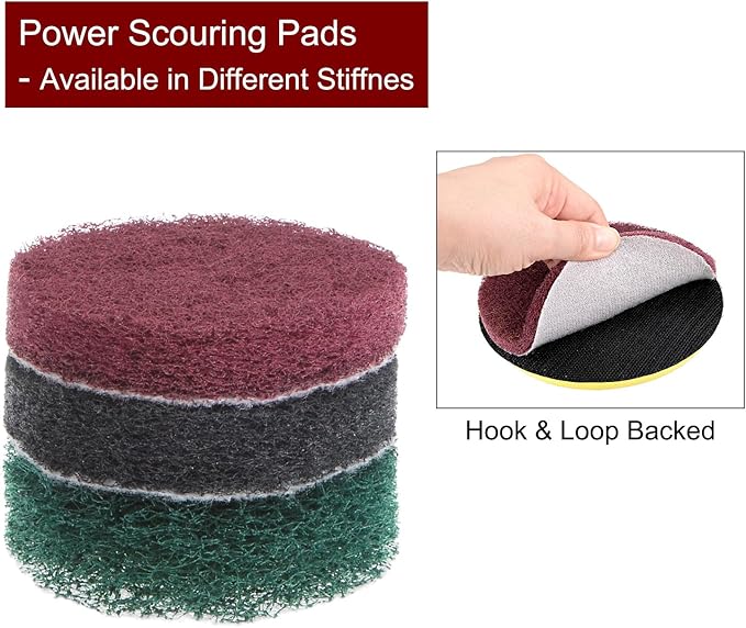 HARFINGTON 6pcs Drill Power Brush 2 inch Tile Scrubber Scouring Pads 800 Grit for Bathroom Kitchen Household Cleaning