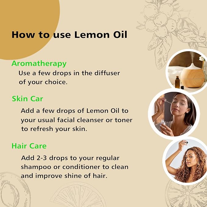Lemon Essential Oil 1 Oz – 100% Pure Natural Lemon Oil for Cleaning, Diffuser, Skin, Massage & DIY, Fresh Citrus Scent