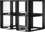 Vtopmart 4 Pack Large Stackable Storage Drawers,Black,Easily Assemble Acrylic Bathroom Closet Undersink Organizers and Storage,Plastic Bins for Kitchen Cabinets,Pantry,Makeup,Medicine Organization