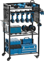 Utility Cart & Tool Organizer with 3-Tier Shelves, Pegboards & Electric Drill Holder | Heavy-Duty Rolling Cart for Garage & Workshop | Mobile Tool Storage & Gift for Men