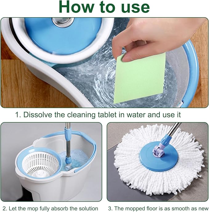 Floor Cleaning Tablets Sheets, Method Hardwood Floor Cleaner and Polish Pack of 300, Concentrate Mild Scent For RV Wall Tiles, Hardwood, Laminate Floor, Green