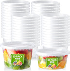 NEEBAKE 60 Set Deli-Containers-with-Lids: [8oz 16oz] Food-Storage-Containers Combo Pack, Airtight Plastic-Storage-Containers-with-Lids, Microwaveable & Freezer Safe To-Go-Containers