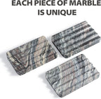 Soap Holder for Bathroom, Black Marble Soap Dish for Kitchen Countertop, Soap Tray with Creative Wavy Design, Soap Saver for Bath Tub, Sponges, Italian Natural Stone