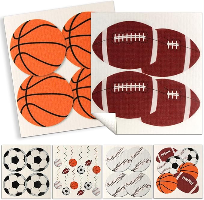 6 Packs Swedish Kitchen Dish Cloths - Reusable Paper Towels for Counters & Dishes - Eco-Friendly Cellulose Sponge Cloth - Assorted (Sport)