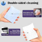 50 Pcs Light Scouring Pad with Foam, Triple Cleaning Scrub Pad Singles Heavy Duty Household Non-Scratch Abrasive Hand Pad Multi Surface Magic Sponge Eraser Sheets for Home Surfaces Indoor Cleaning