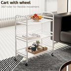 HDANI 3 Tier Metal Rolling Heavy Cart Supports 40 Lbs Per Tier,Rolling Cart with 2 Lockable Wheels for Office,Home,Bedroom,Kitchen,Bathroom(White)…