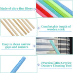 14 Pcs Microfiber Detail Duster Sticks,Small Dust Brush for Tight Spaces,Disposable Crevice Cleaning Tool,Microfiber Mini Fan Cleaner Duster for Vent,Window,Car,Home & Office