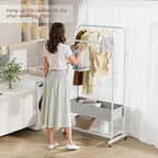 Golpart Clothes Garment Coat Rack Drying Clothing Racks Metal Freestanding for Hanging Clothes Portable Closet for Laundry Bedroom White