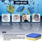 Washing Machine Cleaner Tablets 56 Pack for HE Front Loader - Eco Friendly Washer Machine Cleaning Tablets - 3 Layers Septic Safe Wash Machine Full Deodorizer Descaler Protector - 2 Plus Year Supply