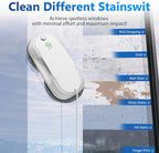 Tosima W5 Window Cleaning Robot, Dual Direction Auto-Spray Smart Window Cleaner with Triple Safety System, Smart Navigation, Remote Control, for All Smooth Surfaces, with 8 Rags, White