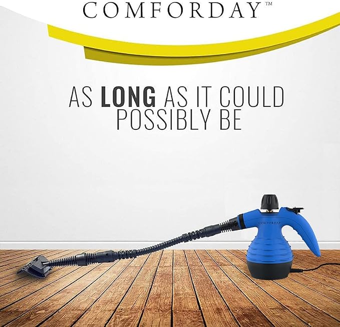 Comforday Handheld Pressurized Steam Cleaner - Multi-Purpose Steamer with 9-Piece Accessories Steam Cleaning Machine for Stain Removal, Curtains, Car Seats, Floor, Window (Blue)