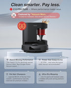 Yeedi C12 PRO Plus Robot Vacuum and Mop, 8000Pa Strong Suction, Vibrating Mopping, 7-Week Dust Storage, Bagless Dust Container, ZeroTangle Brush, Black