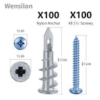 200pcs #8 Self Drilling Zinc Alloy Anchors, Metal Wall Anchors with Screws Wall Anchors,100PCS Wall Anchor and 100PCS Screws for Drywall, 75LB Hanging and Mounting