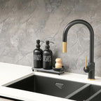 MOMEEMO Matte Black Soap Dispenser Set Comes with Stainless Steel Pumps, Instant Dry Tray, and Dish Scrub Brush, Suitable for Matte Black Kitchen Accessories. (Black)