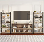 FATORRI 8 Cube Storage Organizer Bookshelf, Rustic Wood Cubby Bookcase, Industrial Horizontal Long Shelf for Living Room (Rustic Oak, 62 Inch)