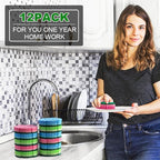 SmilePowo 12 Pack Scrub Sponge,Bulk Sponges,Dual-Sided Multi-Functional Premium Cleaning Sponges,Dishwashing Sponge for Heavy Duty Scouring Pads,Bathroom,Dish,Furniture,Kitchen(Frog Shape)