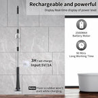 Electric Spin Scrubber, Hillyfe Bathroom Scrubber Electric with 7 Replaceable Brush Heads, IPX7 Waterproof,300/400 RPM, 3 Adjustable Length,Scrubber Brush Electric for Bathtub Floor,Black