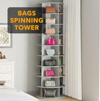 SpaceAid 9 Tier Rotating Shoe Rack Tower, Spinning Shoe Display Lazy Susan, Revolving 360 Shoe Rack Storage Round Carousel, Vertical Handbag Rotate Shoes Closet Organization (9-Tier Gray)