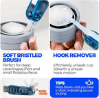 6 Pack Holikme 4 in 1 Cup Lid Cleaning Brush Set with 3 Straws, Multifunctional Bottle Brush, Silicone Cup Lid Gap Cleaner, Durable Bristle Crevice Cleaning Brush, Navy