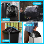 Teivio 15-16 Gallon 120 Counts Strong Tall Kitchen Drawstring Trash Bags, Medium Plastic Garbage Bags for Home Kitchen Garden Office Tall Trash Can, Black Waste Bin Liners