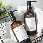 GMISUN Amber Glass Soap Dispenser with Silicone Sleeve Boot, 2 Pack Bathroom Hand Soap Dispensers with Pump, 17 Fl Oz Kitchen Hand and Dish Soap Dispenser Set, Liquid Soap Dispensers Bottle