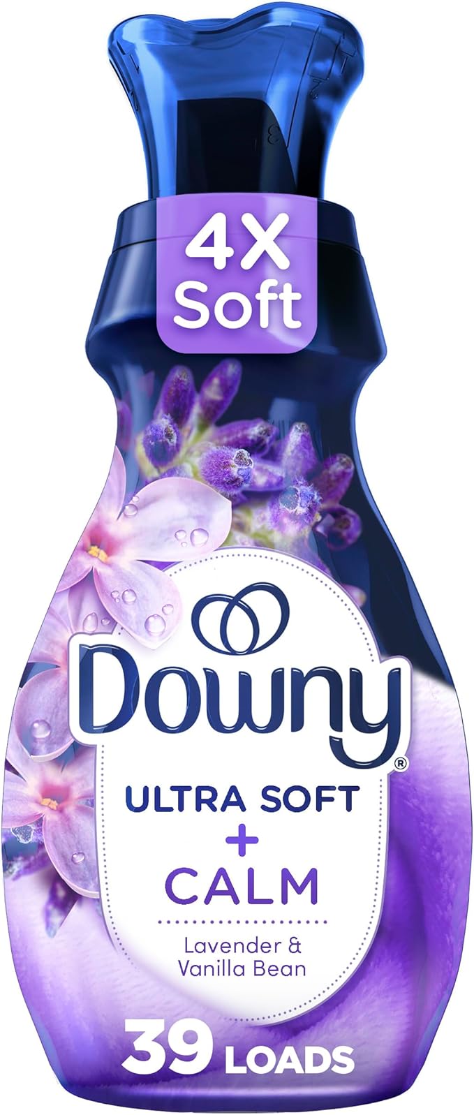 Downy Ultra Soft Fabric Softener Liquid, Calm, Lavender and Vanilla Bean, 26 fl oz, 39 Loads