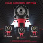Cordless Impact Wrench1/2 Inch, 600N. M/450Ft-lbs Power Impact Gun Kit, High Torque Electric Impact Driver for Car RV Tire,LED Light,4.0Ah Battery,Car/DIY Furniture/Home,Power tools,Red Toolbox