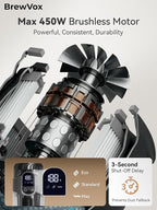 BrewVox Telescopic Cordless Stick Vacuum Cleaner for Home & Pet Hair, 25W Motorized Tri-Clean Brush, 40kPa Powerful Suction, 450W Motor, 65 Min Runtime, 2.5H Quick Rechargeable for Carpets, All Floors