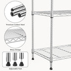 1000 lbs 4Tier Shelf Metal Storage Shelves Wire Rack Closet Organizers with Wheel for Garage Kitchen Bathroom Laundry Chrome 13.7" D x 23.6" W x 53.4" H