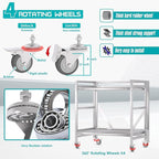 2 Shelf Rolling Cart with Wheels, 660lbs Capacity Collapsible Steel Rolling Utility Cart, Heavy-Duty Foldable Hand Truck, Metal Storage Carts with Handle for Groceries, Warehouse (36" Lx26 W)