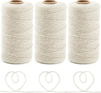 Anvin 984 Feet Cotton Twine Natural Jute Twine Packing Twines Bakers Twine Beige Twine Wrapping Butchers Baking Arts and Crafts Gardening(Pack of 3, 10 Ply 2mm Thick)
