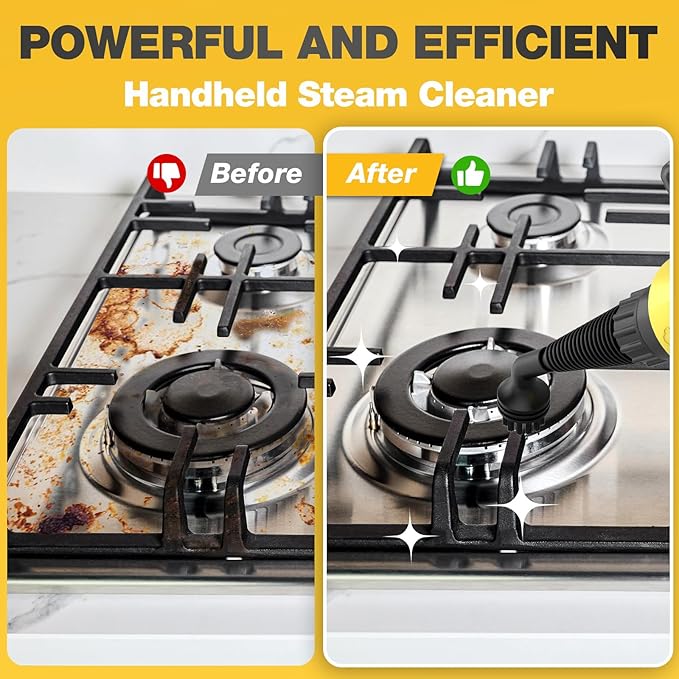 Pressurized Handheld Steam Cleaner, Portable Multi-Surface Cleaner for Home, Multipurpose Steam Cleaner for Tile, Grout, Windows, Bathroom, with 12pcs Accessories (Yellow)