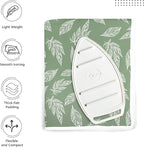 Encasa XO Ironing Mat/Pad (Large 48"x28") with 3mm Padding & Silicone Iron Rest for Steam Pressing on Tabletop or Bed - Heat Resistant, Portable, Quilting & Travel Blanket - Big Leaves Green