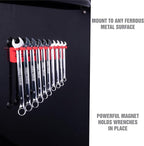 OEMTOOLS 22514 Magnetic Wrench Holder and Tool Organizer, Magnet Holds Up To 10 Wrenches To Most Metal Surfaces, SAE and Metric, 9.25 Inch Magnetic Tool Holder For Shop Or Garage, Red