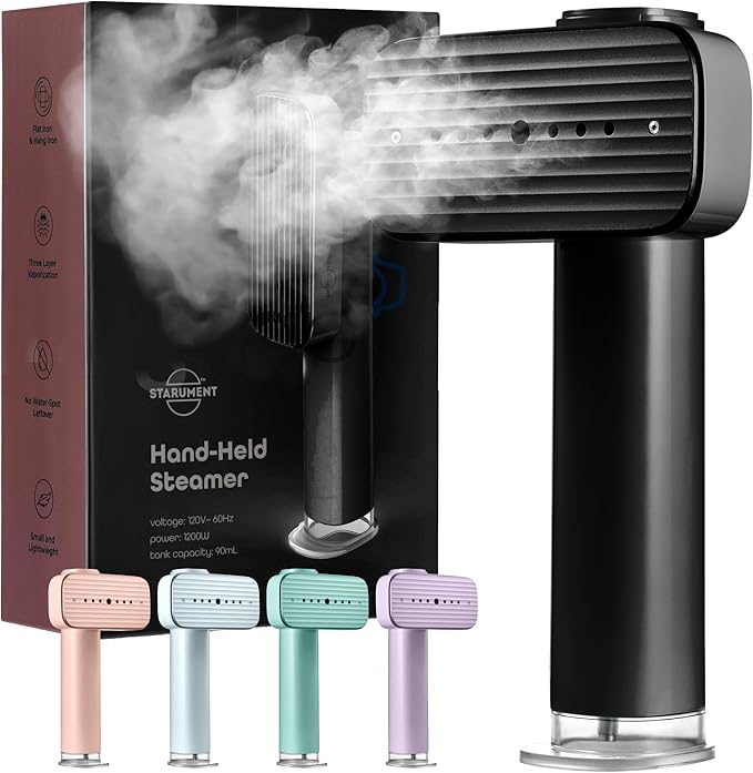 Portable Steamer for Clothes, Travel Garment Steamer for Fabric Wrinkles Remover with Heat-Resistant Glove, 18s Fast Heat-up, 90ml Water Tank, 1200W | Hand Steamer for Home, Office and Travel