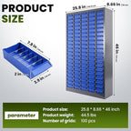 100-Drawer Grey Parts Cabinet, ABS Material Nuts Bolts Screw Nail Bins Tool Storage Cabinet Screw Drawer Organizer, Heavy-Duty Industrial Parts Cabinet for Workshop, Office, Hardware (100 Drawers)