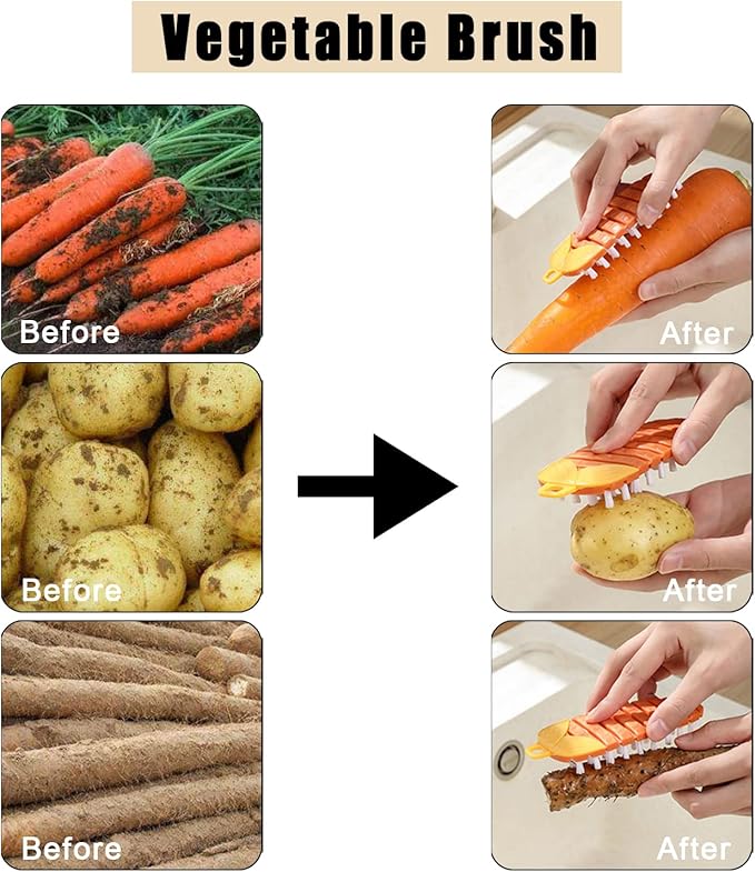 2 Pcs Vegetable Brush,Quick Cleaning Brushes for All Kinds Vegetables Fruits