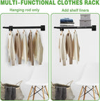 Closet Shelves Wall Mounted, 57 Inches Heavy Duty Closet Rod with Shelf Metal Utility Shelf for Wall, Closet, Laundry Room