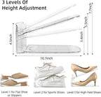 shoe slots organizer, Clear Shoe Stacker, Adjustable Level Shoe Rack,Storage Space Saver for Sneakers Display (Transparent, 10Pack)