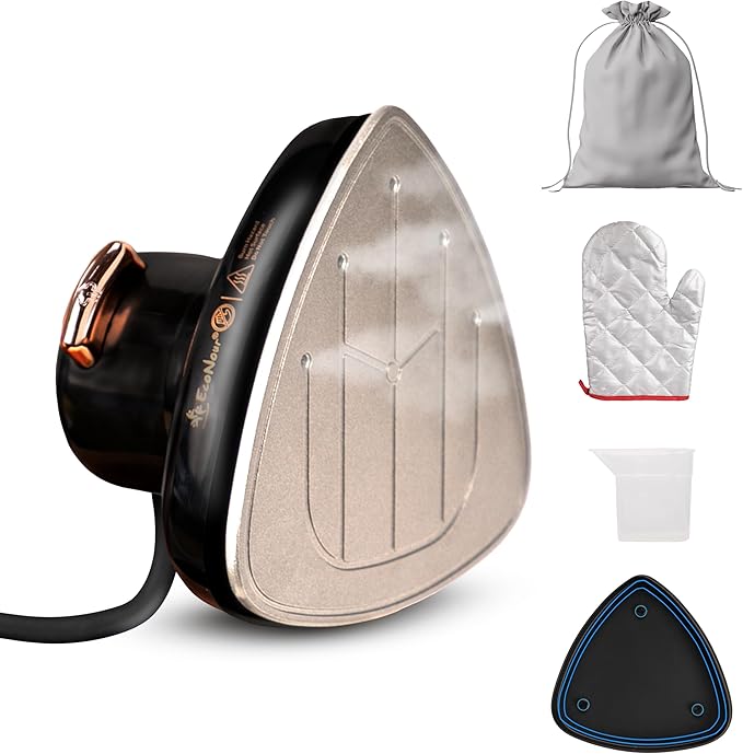 Econour 2-in-1 Mini Travel Iron & Steamer with temperature control, light indicator, and non-stick soleplate. Compact, portable, and ideal for travel, crafting, quilting, sewing, and handcraft project