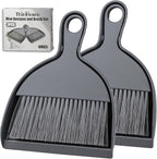THINKLEARN 2PCS Small Dust Pan and Brush Set, Mini Broom and Dustpan Set, Compact and Hand Broom Combo Set for Cleaning, Dark Gray