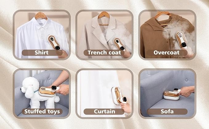 Garment Steamer for Clothes, 2-in-1 Portable Handheld Wrinkle Remover & Steam Iron, 1200W Fast Heat-Up, Compact Travel-Friendly Design, 180ml Tank, Ceramic Soleplate, Rotating Handle