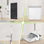 DustDockPro: Broom and Dustpan Set with Trashcan - Long Handle Upright Dust Pan with Teeth Comb, Angled Bristles for Pet Hair Removal, Compact Cleaning Kit for Kitchen Home Tiles Hard Floors