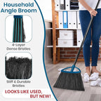 MAVRIZ 3 Pack Heavy Duty Broom Outdoor with 60" Long Handle Stiff Bristle Kitchen Broom for Sweeping Indoor Angle Broom for Floors, Shop Restaurant Garage Patio