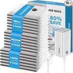 Mapambo Vacuum Storage Bags with -60000Pa USB Pump, 18 Pack Vacuum Seal Bags for Clothing Travel in 3 Sizes, Travel Vacuum Bags with Pump, Saving up to 80% of Luggage Space (18 Combo Size)
