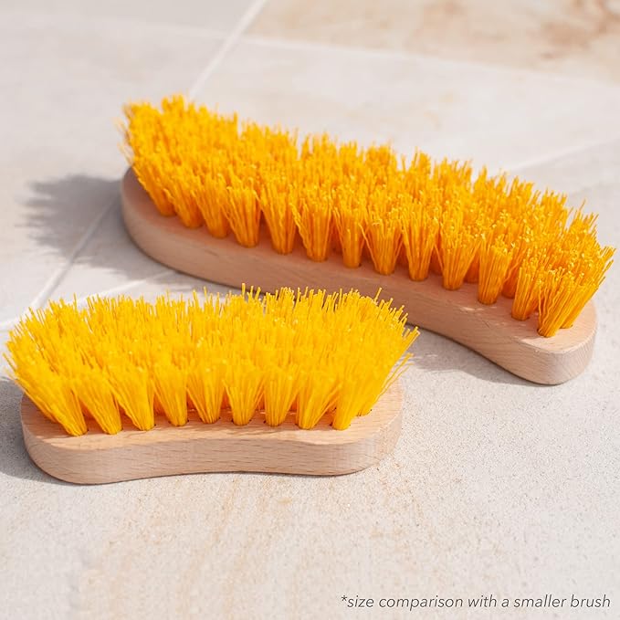 Scrub Brush - Stiff Bristle Brush for Deep Cleaning, Nylon Brush with Hard Bristle, Utility Hand Brush for Indoor and Outdoor, Wooden Scrubbing Brush, Hard Brush Heavy Duty Boot Hand Scrubber