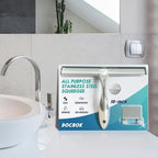 All-Purpose Stainless Steel Shower Squeegee for Shower Glass Door with Adhesive Hook, Bathroom Cleaner Tool Household Window Mirror Squeegee for Glass Doors, Cleaning Tile Wall, Car, 10 inch, Silver