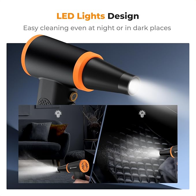 K&F CONCEPT Brushless Compressed Air Duster, 3 Gear Adjustable, 120000 RPM Super Power,Rechargeable&Portable, with Fast Charging, for Deep Computer Clean, Keyboard, Car Dry, Home